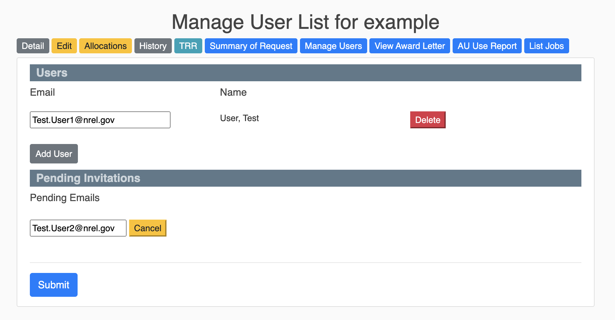 lex-4-redesign Screenshot of the project allocation user list