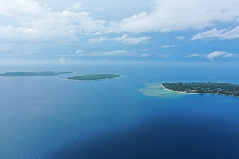 nzw-priority-focus-areas Aerial photo of Indonesian islands in the middle of the ocean.