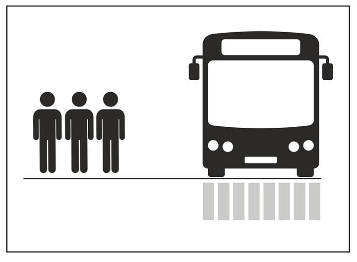 shuttle-2 Passengers standing clear of the bus.