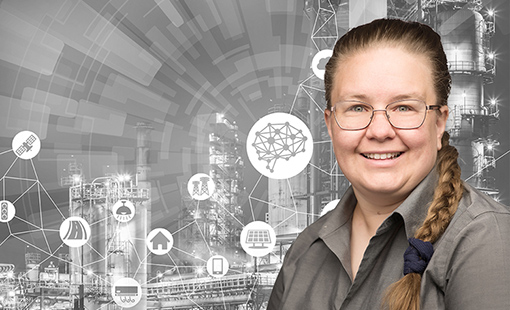 manufacturing-masterminds-reese-510x310 Sam Reese overlain on a black-and-white background of manufacturing facilities and icons.
