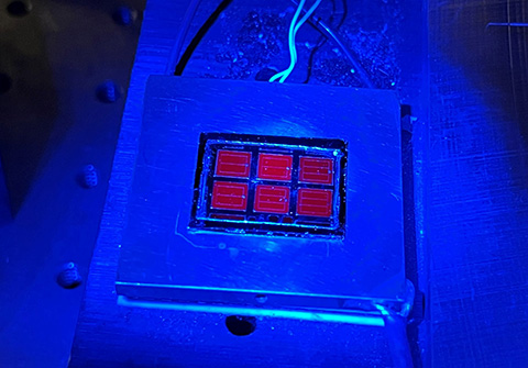 A record solar cell is being measured.
