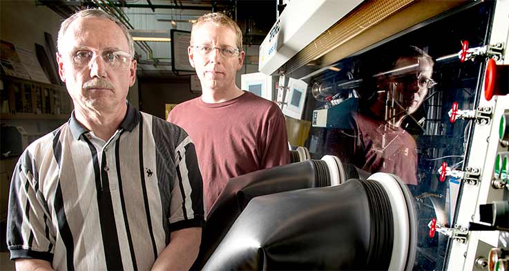 perovskite-op2-36538 Philip Parilla and Maikel van Hest in the PDIL in the S and TF at NREL.