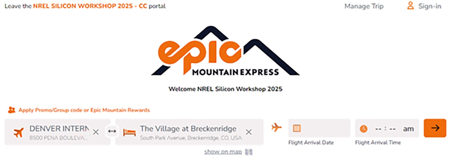 silicon-workshop-epic A screenshot of the Epic Mountain Express trip manager.