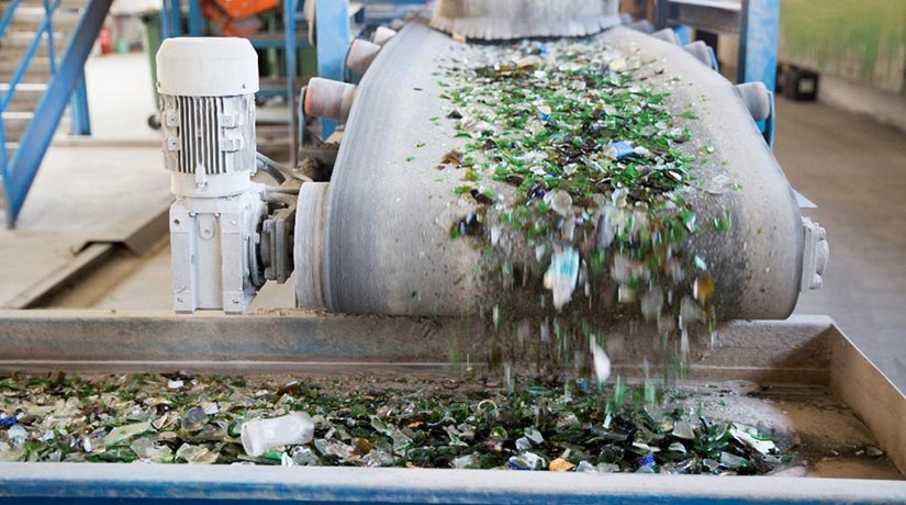 sustainability-body Conveyer belt with recycled materials on it.