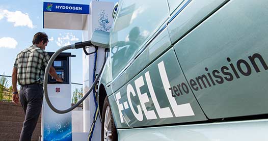 A Mercedes Benz B-Class Fuel-Cell vehicle at a state-of-the-art hydrogen dispensing system.