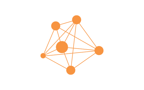 Illustration of molecules connected together in a star-shaped pattern.