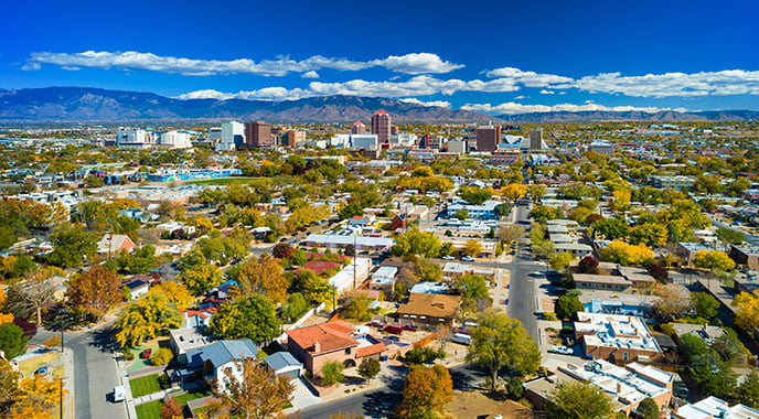 nm-istock-1372658426-block An aerial image of a city in New Mexico.