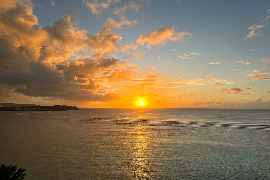 Sunset over ocean.