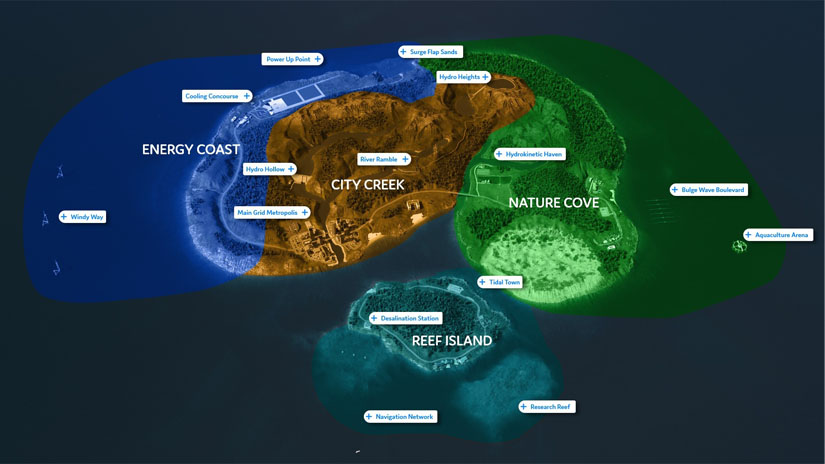 20240920-newsletter-redi-island Image showing the four regions of Renewable Energy Discovery Island