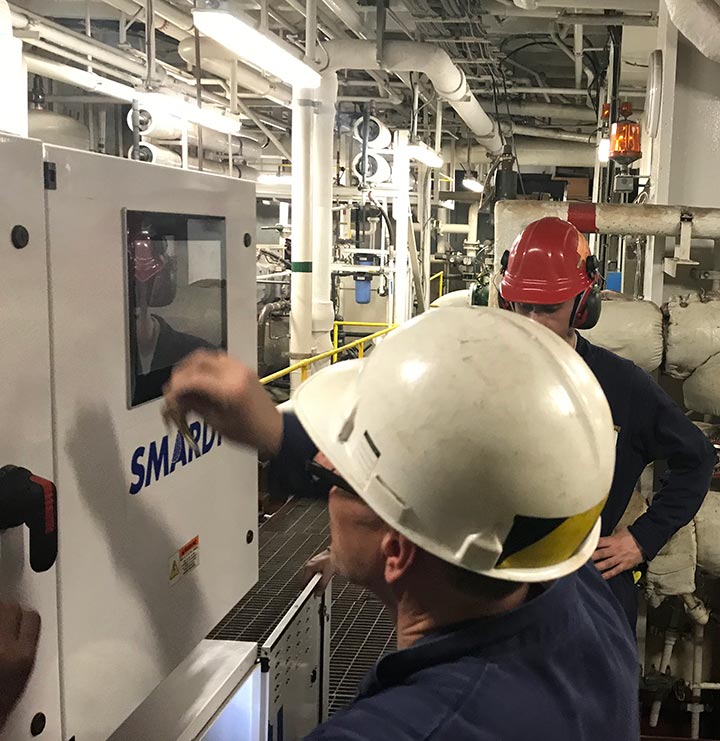 maritime-prescreening-img-1045 Cadets working on chiller on training ship.