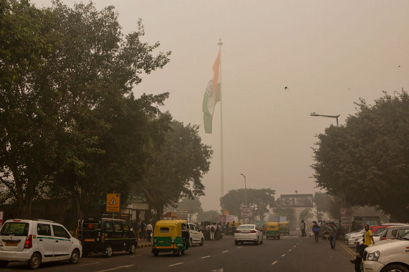 Air pollution in New Delhi, India.