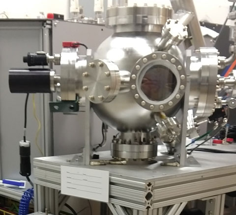 Photo of pulsed laser deposition chamber