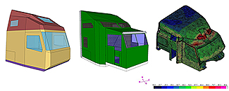 Image of three models of semi truck cabs.