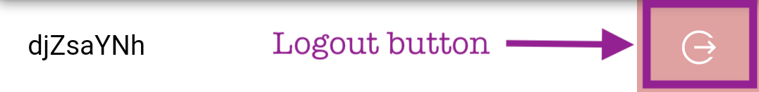 pink-logout-button Screenshot of "Logout button" with an arrow pointing at a pink button.