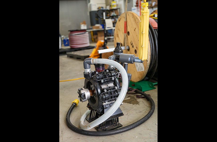 A mechanical pump with hoses