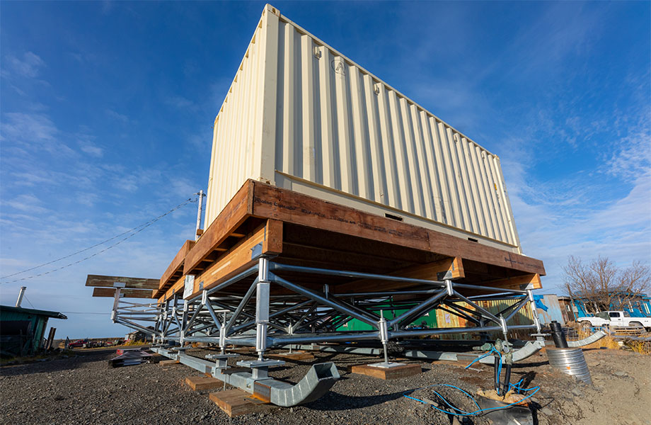 A rasied container home