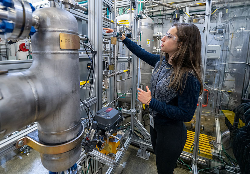 A woman works in a lab.