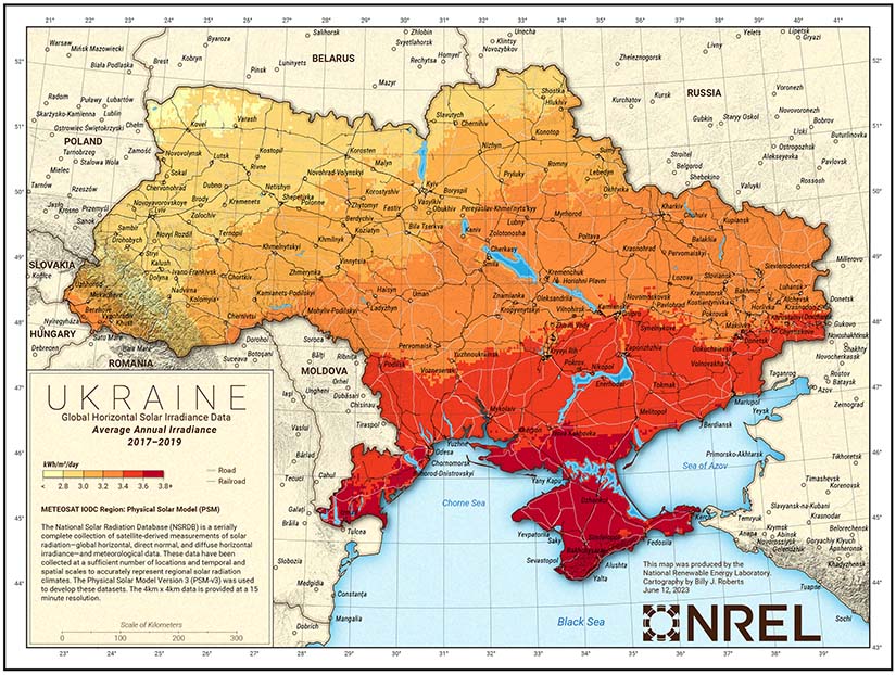 A colorful map of Ukraine.