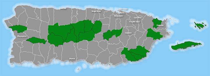 An illustration of the island of Puerto Rico