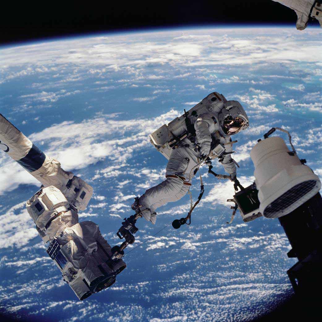 An astronaut floating in space. Image courtesy of NASA.