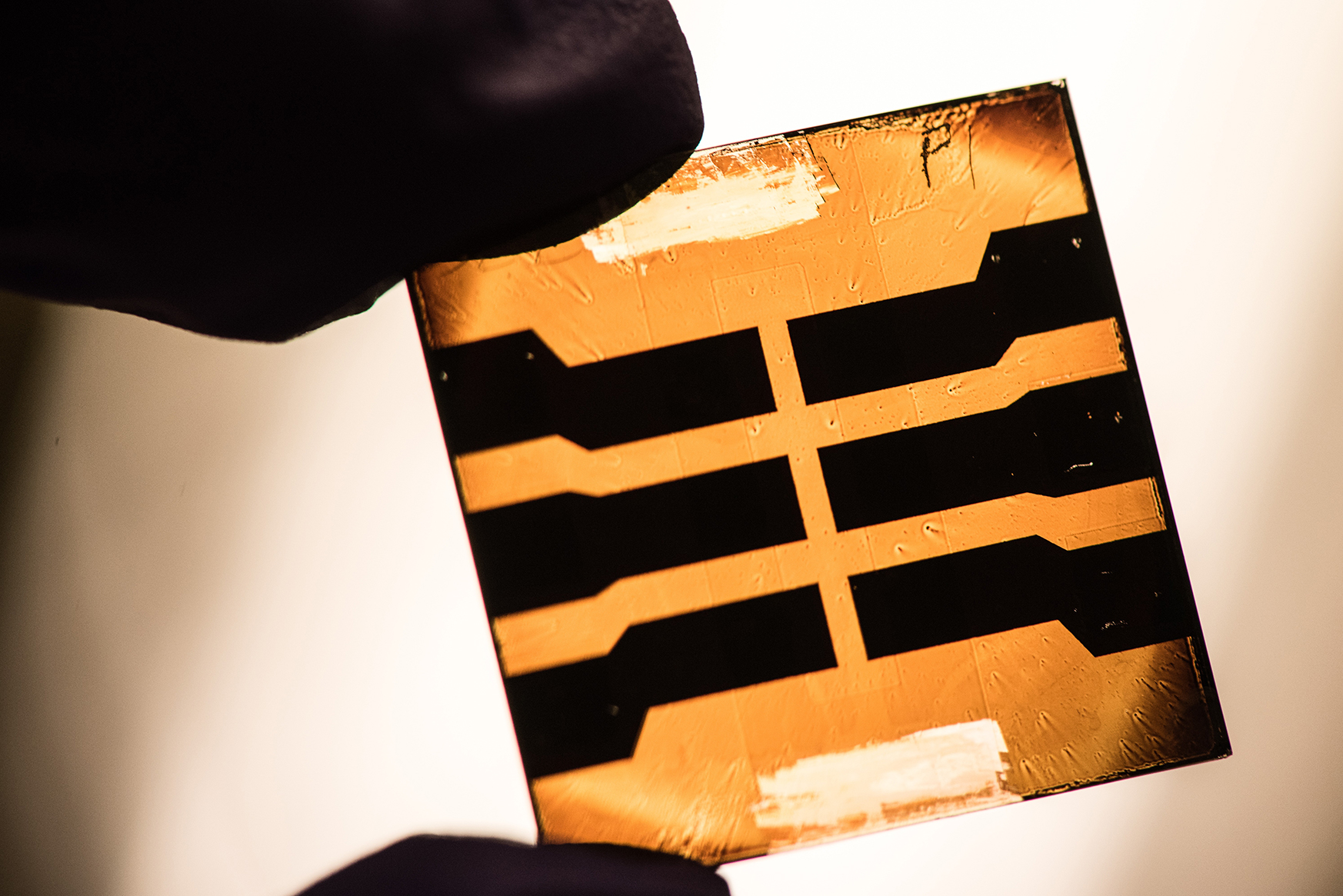 Photo shows a lead sulfide quantum dot solar cell.