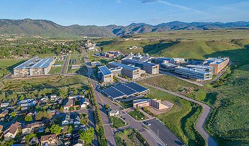 Aerial photo of the NREL South Table Mountain research campus