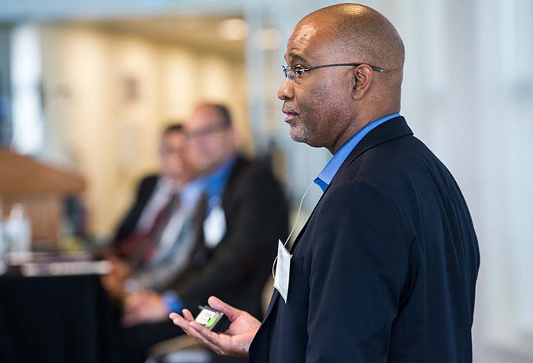 Johney Green speaks during the Advanced Energy Symposium at NREL.