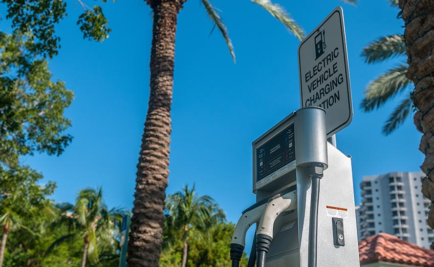 An electric vehicle charging station