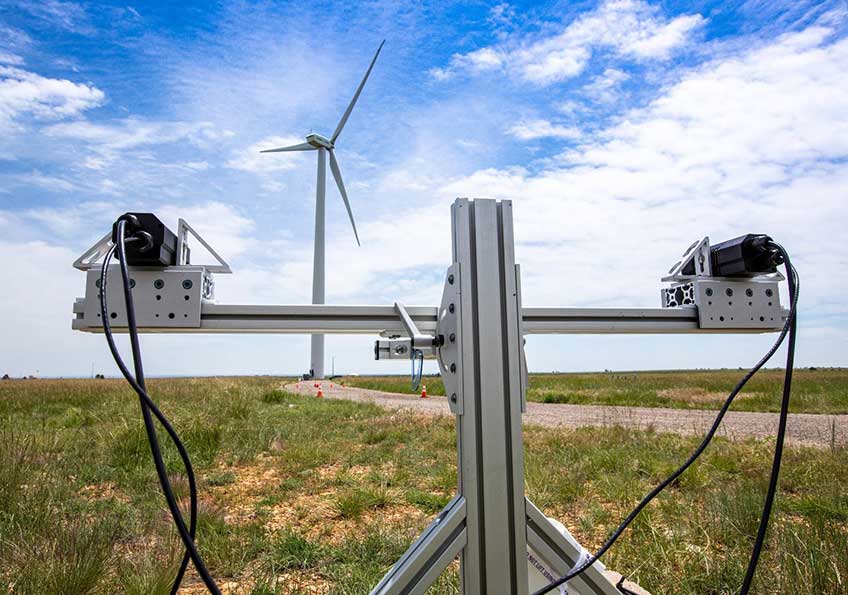  Thermal cameras set up near a wind turbine.