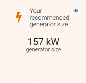 A screenshot of the REopt Lite results page with a recommended generator size of 157 kW.