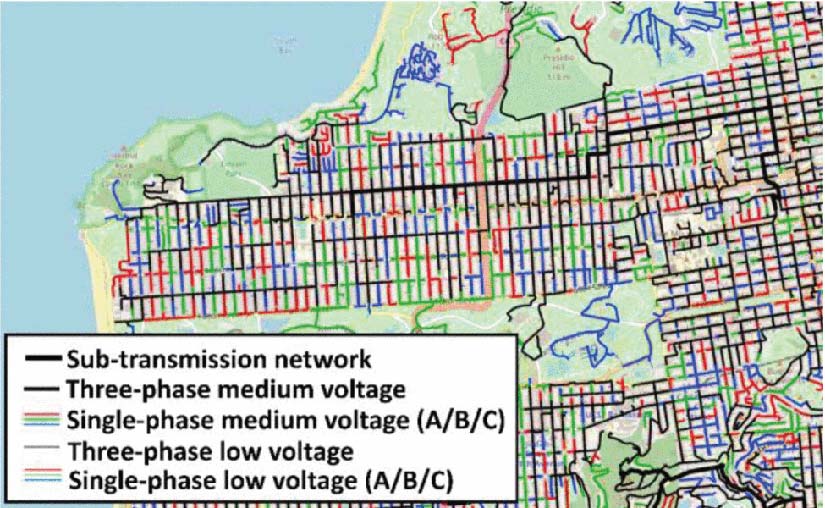 A Smart-DS synthetic distribution system, an example of NREL software that is expanding the scale for grid research.