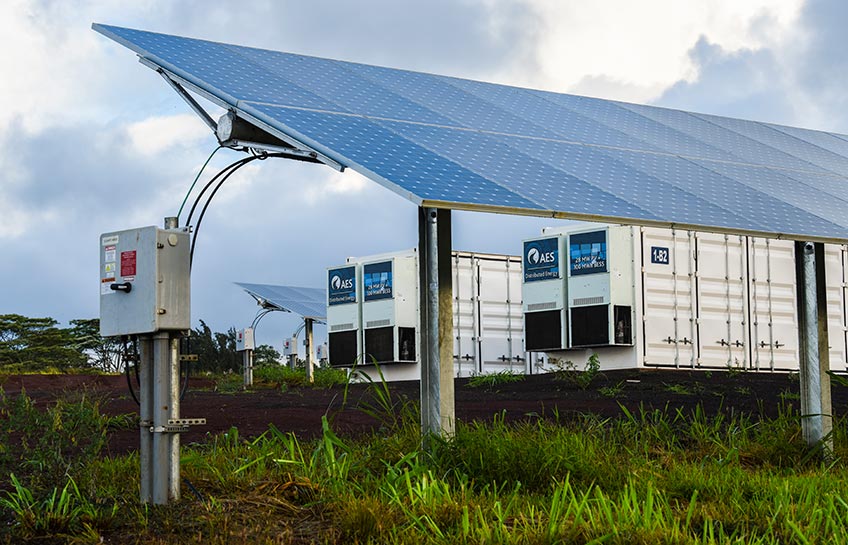 Picture of solar panels and energy storage systems in Hawaii.