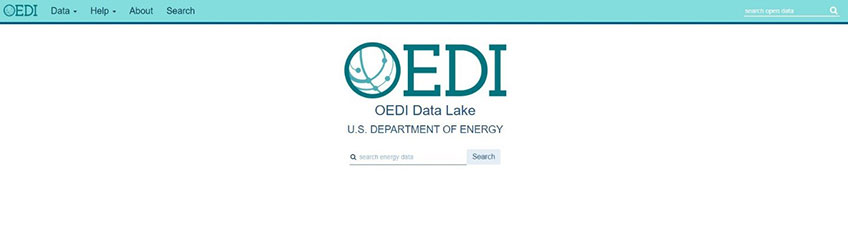 Screenshot of OEDI Data Lake home page.