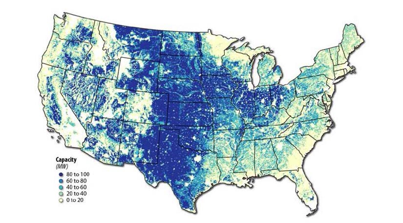 A color-coded map of the United States.