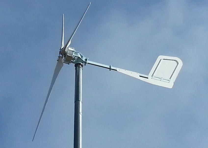 Photo of a distributed wind turbine. 