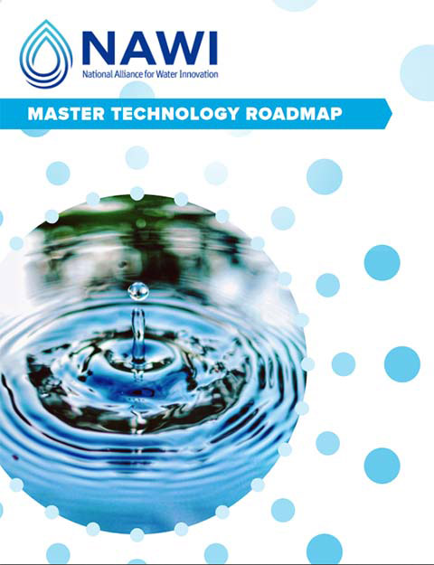 The cover of the NAWI Master Technology Roadmap shows a drop of water hitting a larger body of water