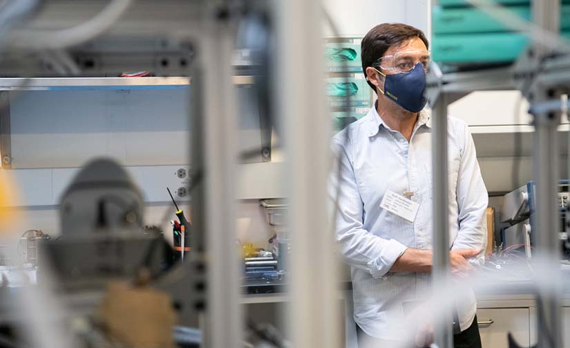 Engineer touring a research laboratory 