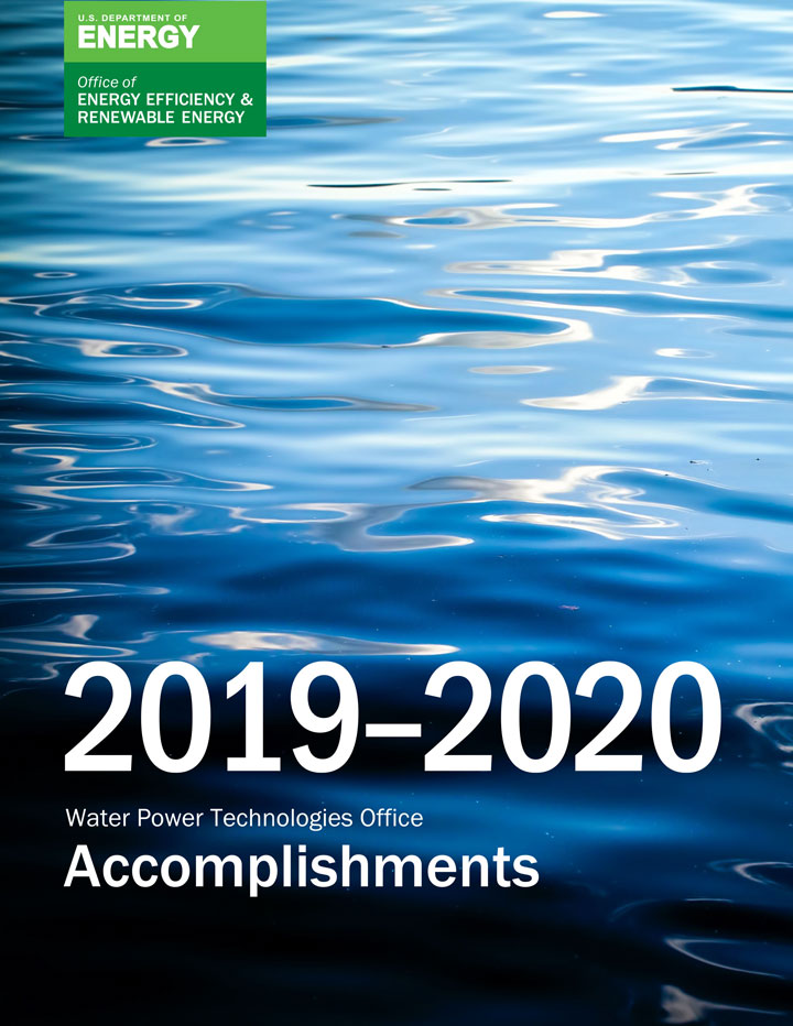 2019-2020 Water Power Technologies Office Accomplishments report cover.
