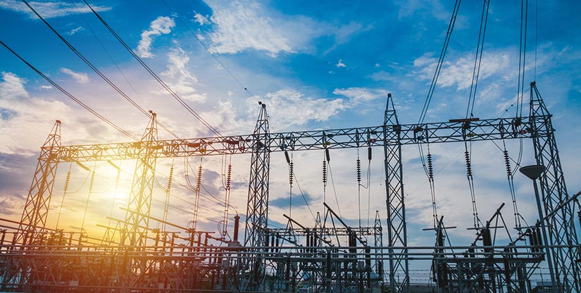 Stock image of transmission tower.