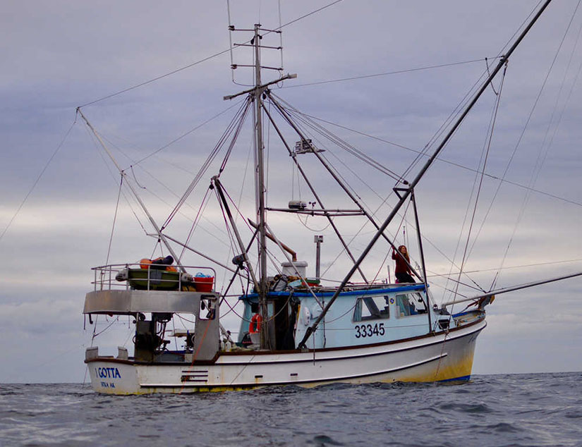 A 46-foot commercial fishing boat named I Gotta cruises the waters outside of Sitka, Alaska.