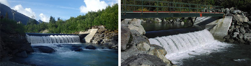 Two hydroelectric dams in Cordova, Alaska.