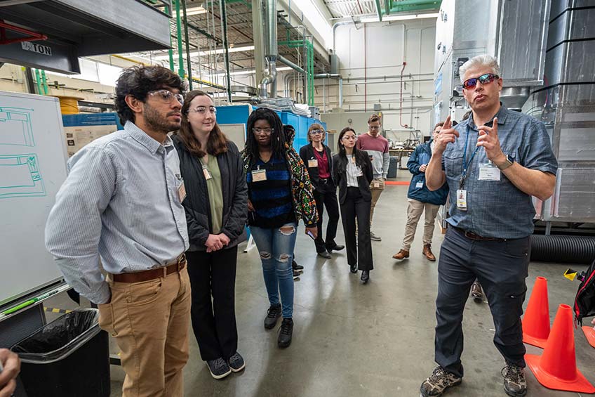 Students touring research facility.