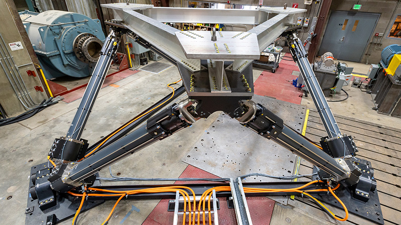 Large-amplitude motion platform on floor in warehouse