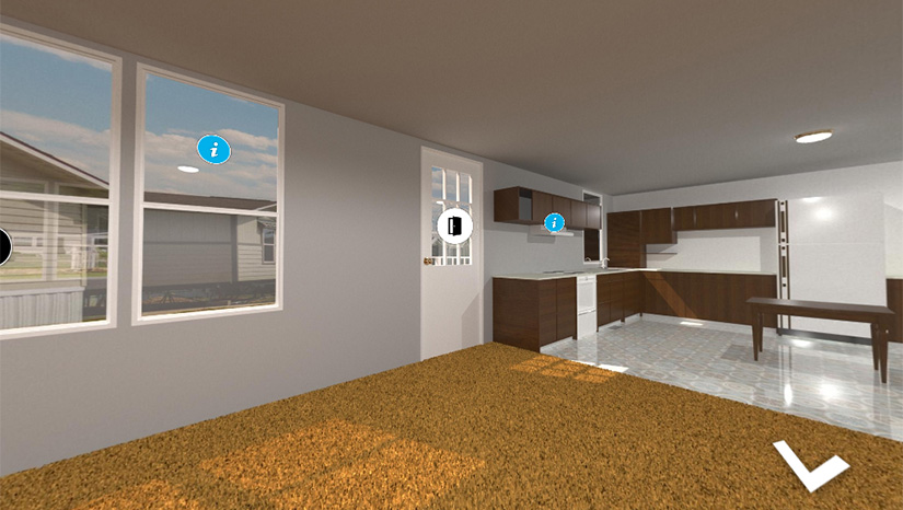 Screenshot of the interior of a manufactured home. 