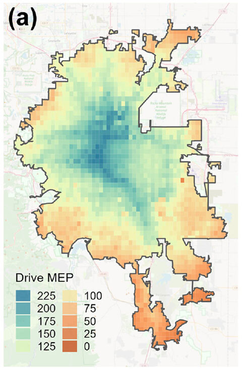 A map of Denver showing the Drive MEP and the other showing the E-Bike MEP.