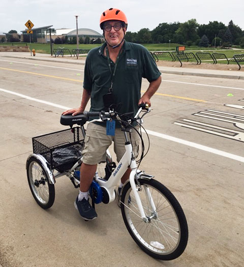 A man on an electric bike.