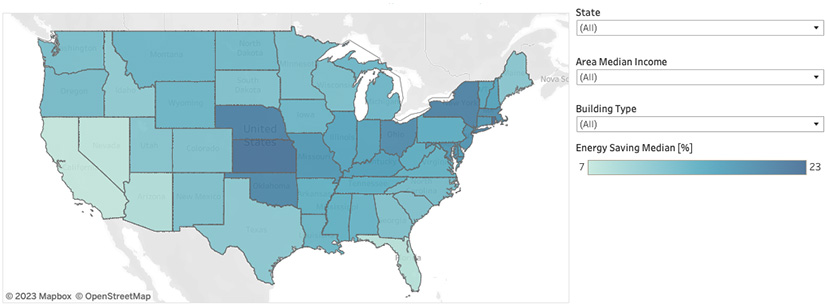 A map of the contiguous United States taken from the new dashboard.