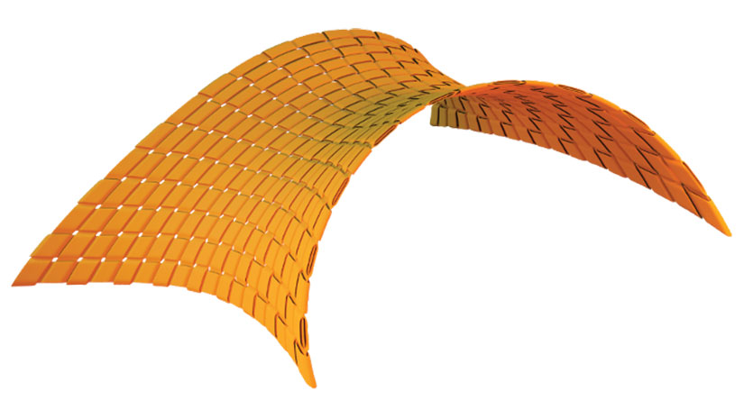 Illustration of wave energy woven into metamaterial