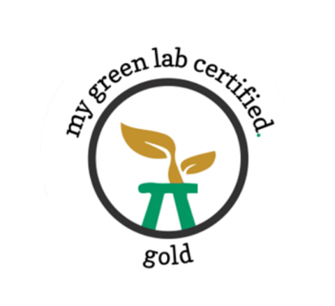 A logo with the text my green lab certified gold