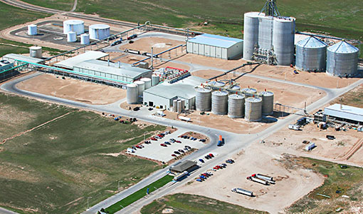 An aerial view of an ethanol facility in Kansas.